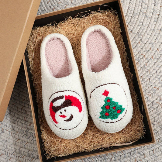 CHRISTMAS SNOWMAN TREE HOME COTTON SLIPPERS