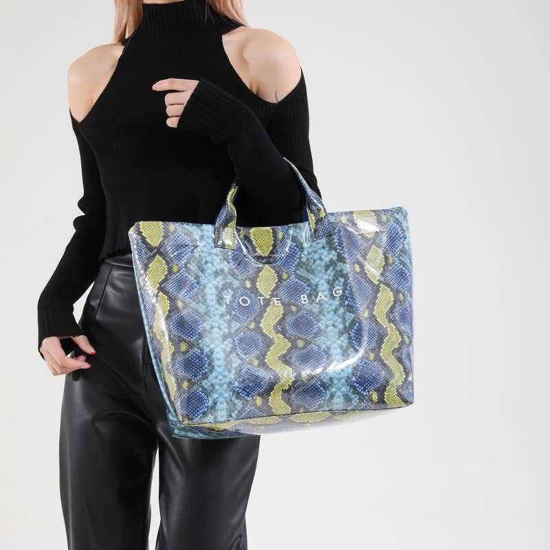 Fashionable printed snake pattern handbag