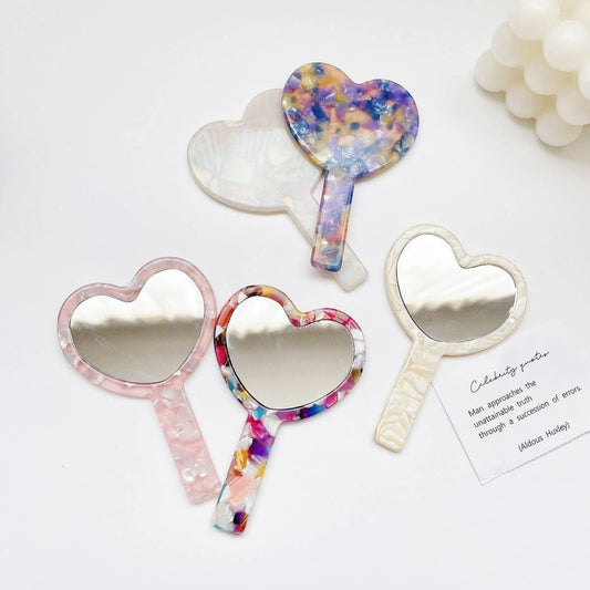 Retro Acetate Compact Mirror Geometric/Heart_CWMM6373