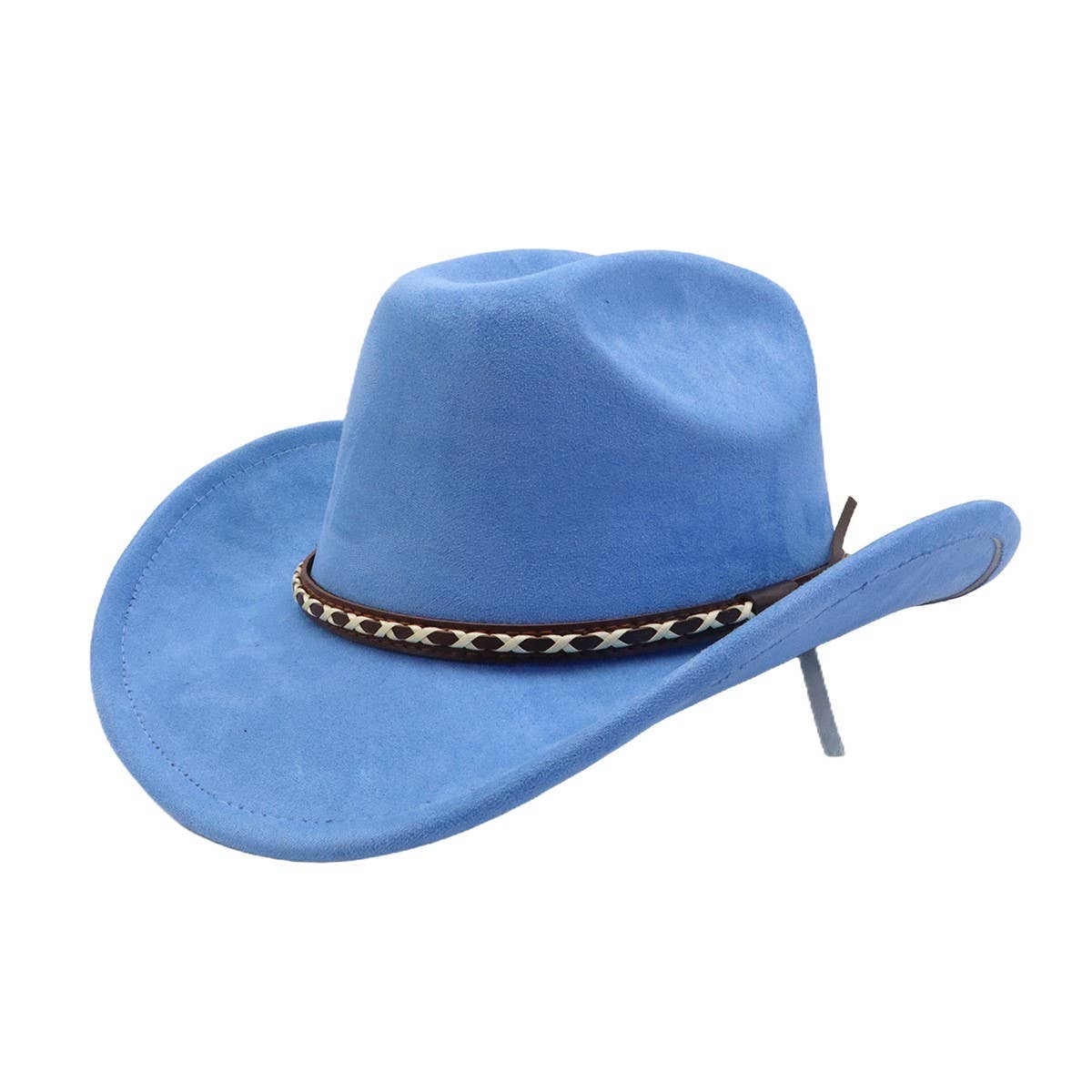 Suede Cowboy Fedora Hat Western Ethnic Style_CWAH04416