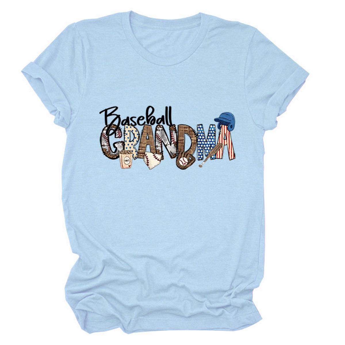 Casual Crew Neck Tee ?œBaseball Grandma??Shirt_CWTTSL0496