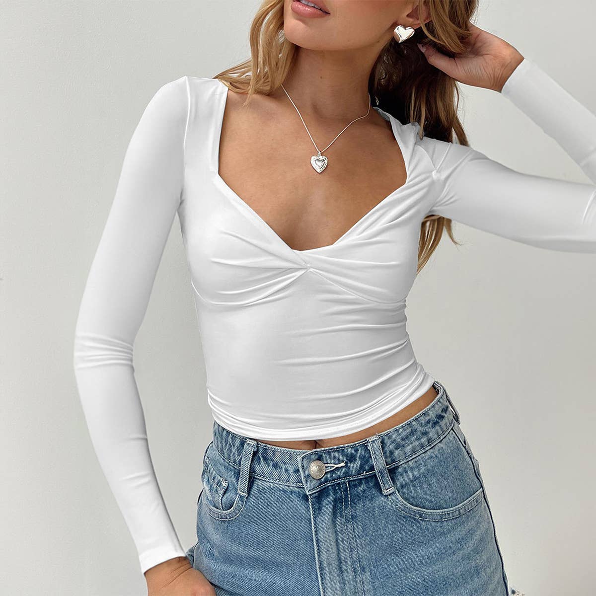 TEMPERAMENT SLIM V-NECK T-SHIRT TOP