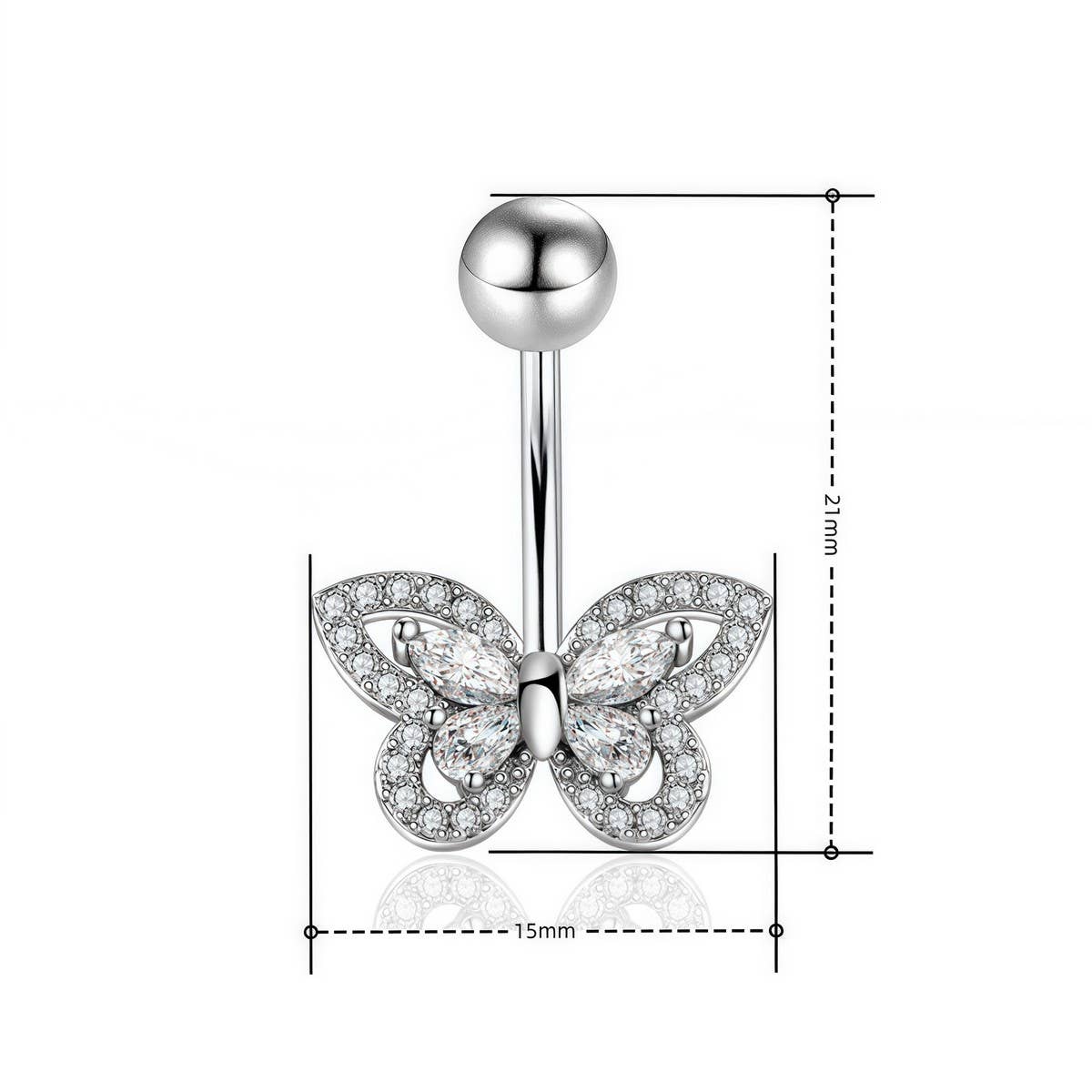 CZ Butterfly Belly Button Ring Piercing Jewelry