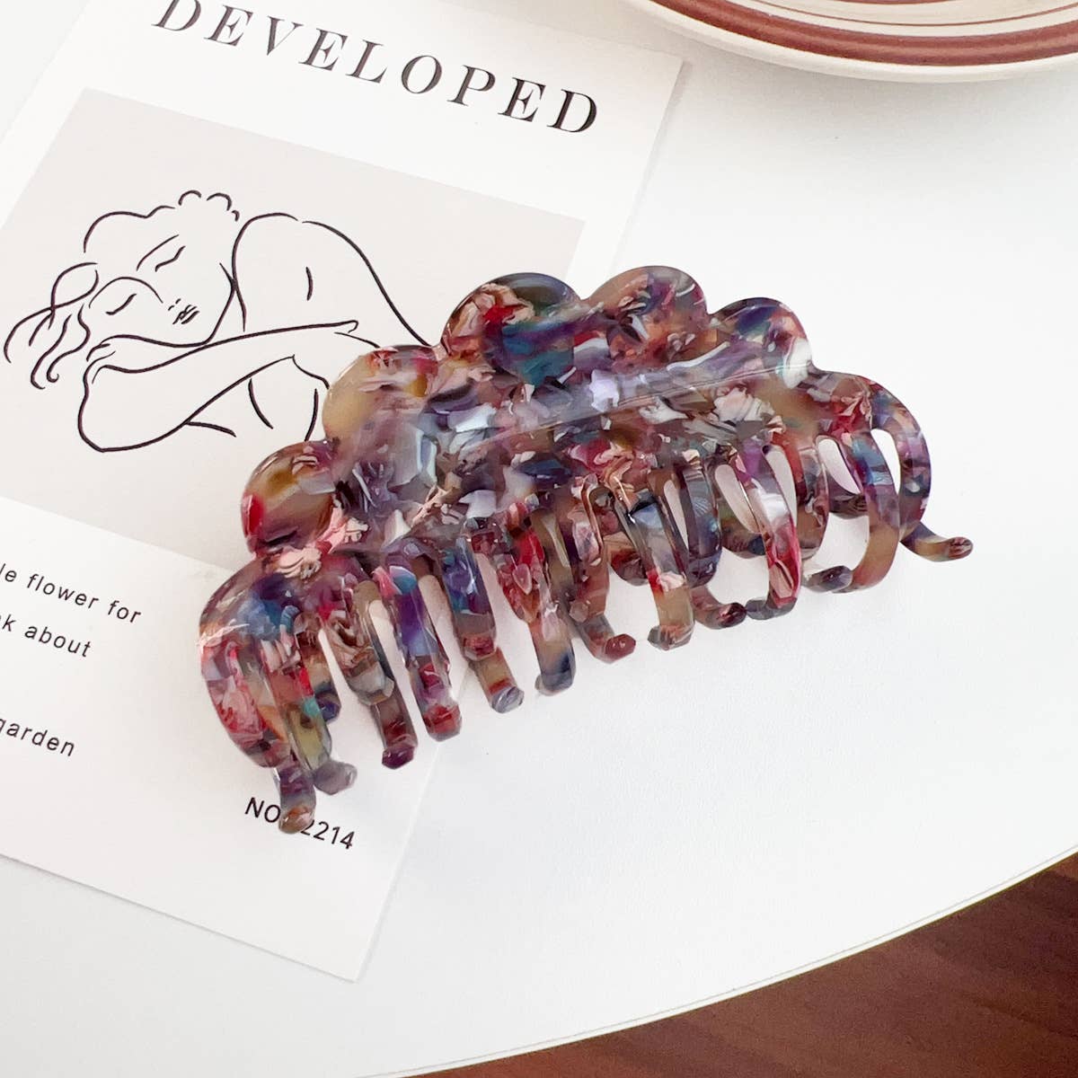 Wavy double-row teeth high-end acetate hair clip