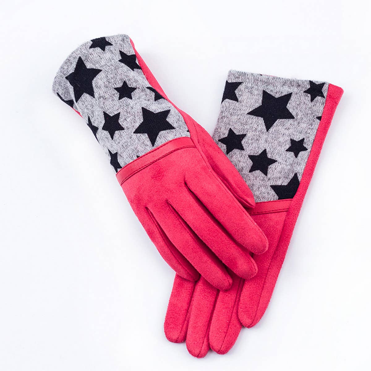 FASHIONABLE WARM STAR PLAID GLOVES_CWAG0076