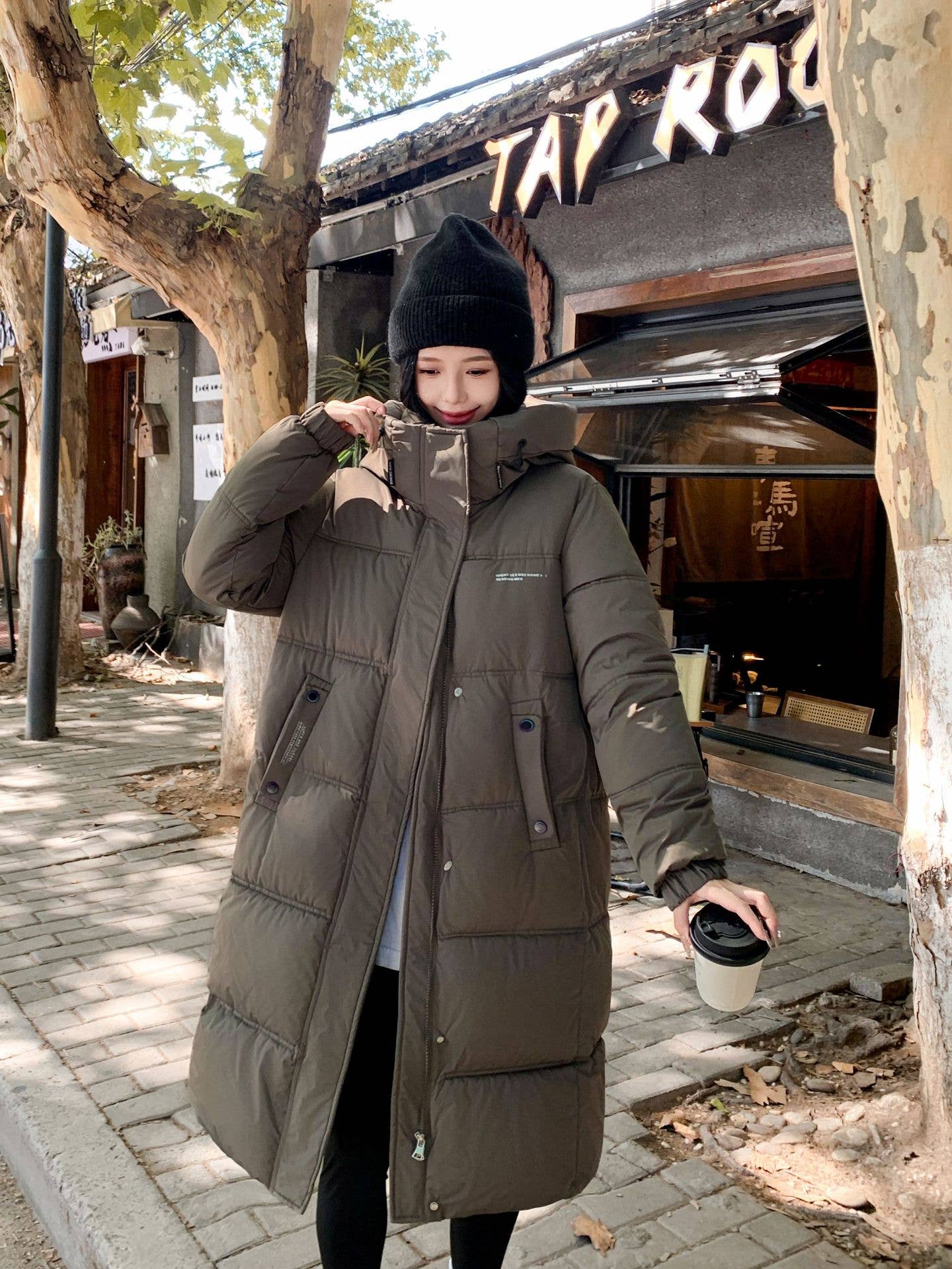 Long hooded and thickened warm padded jacket