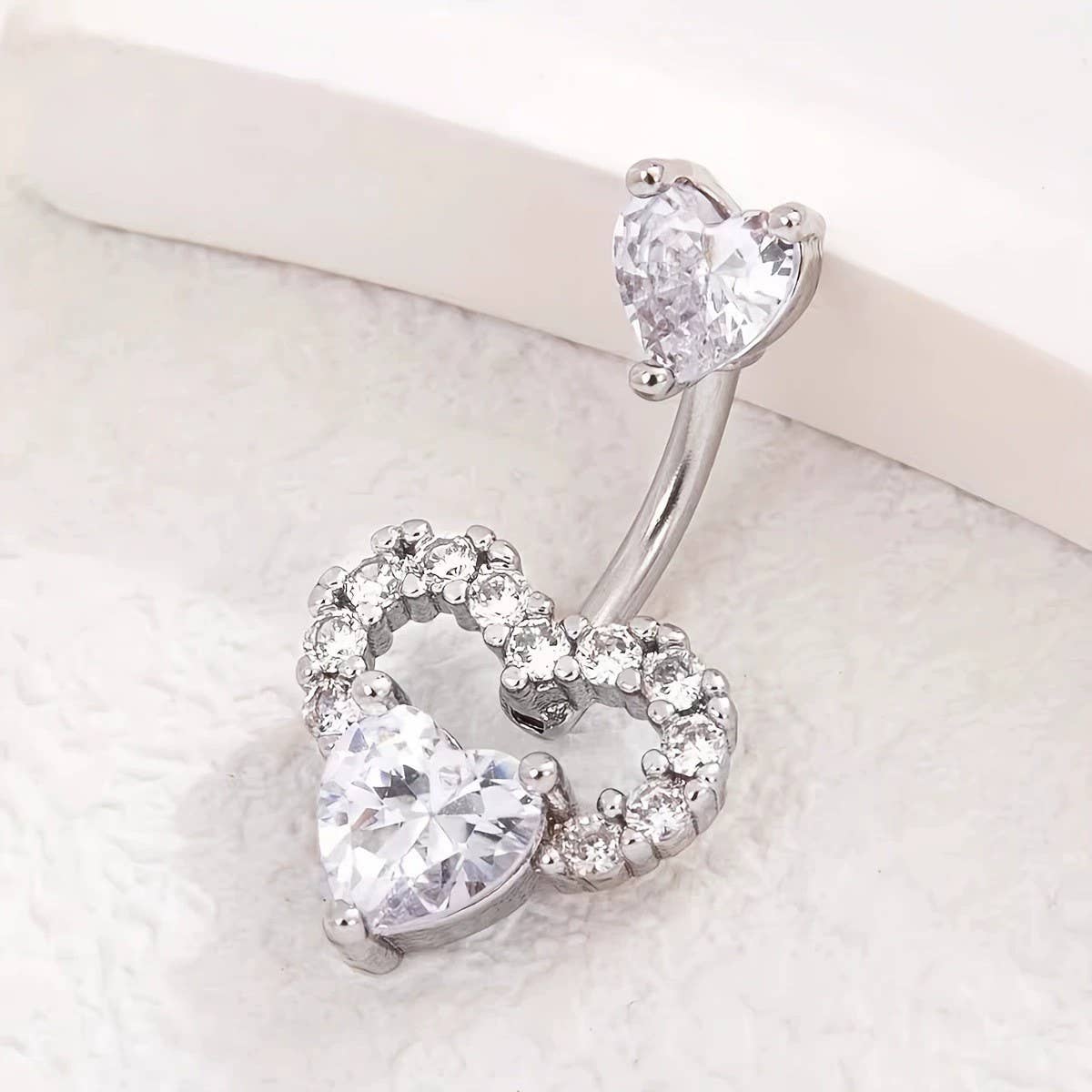Sweetheart Pink CZ Belly Ring for Piercing