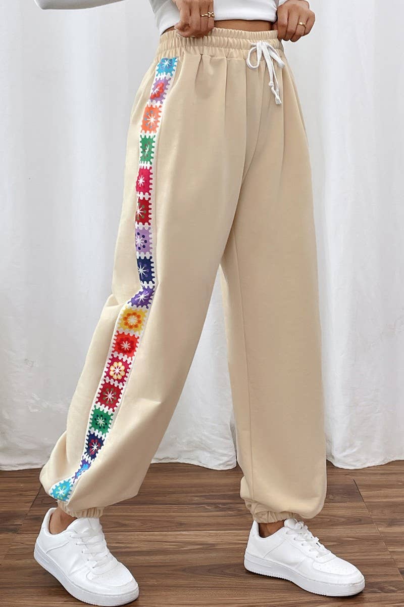 CWBLP1185_CASUAL COLORFUL PRINTED ELASTIC WAIST SWEATPANTS