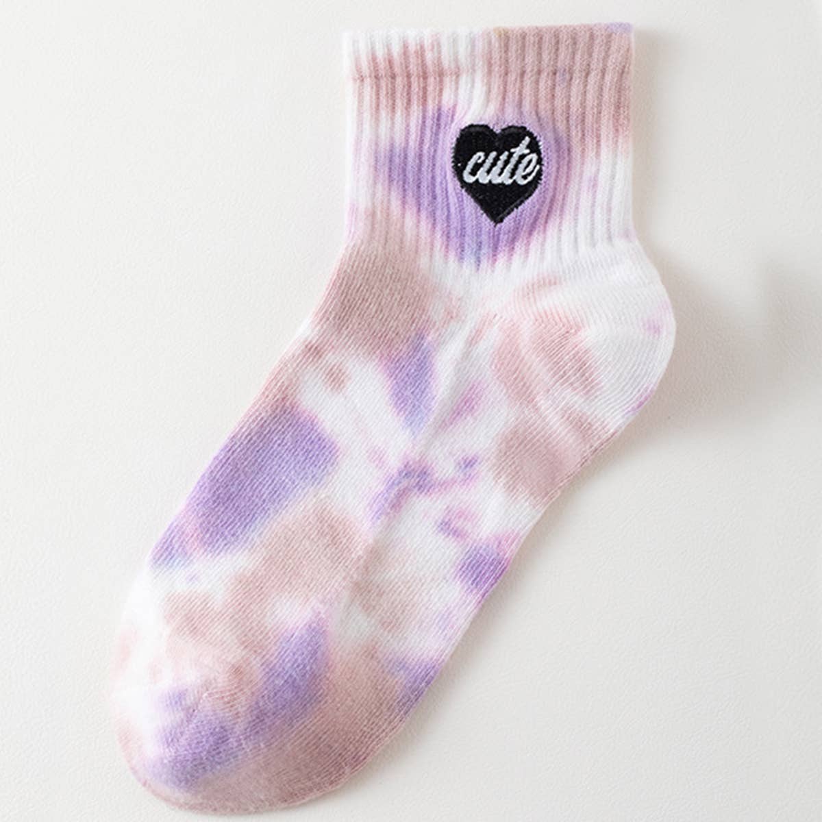 TIE-DYED LOVE EMBROIDERY SPORTS SOCKS