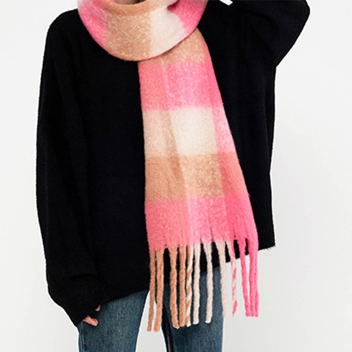 New Plaid Tassel Scarf for Women - Winter Warmth