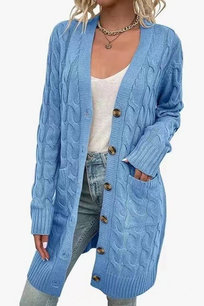 CWOCAL00832_SINGLE-BREASTED CASUAL KNITTED CARDIGAN JACKET