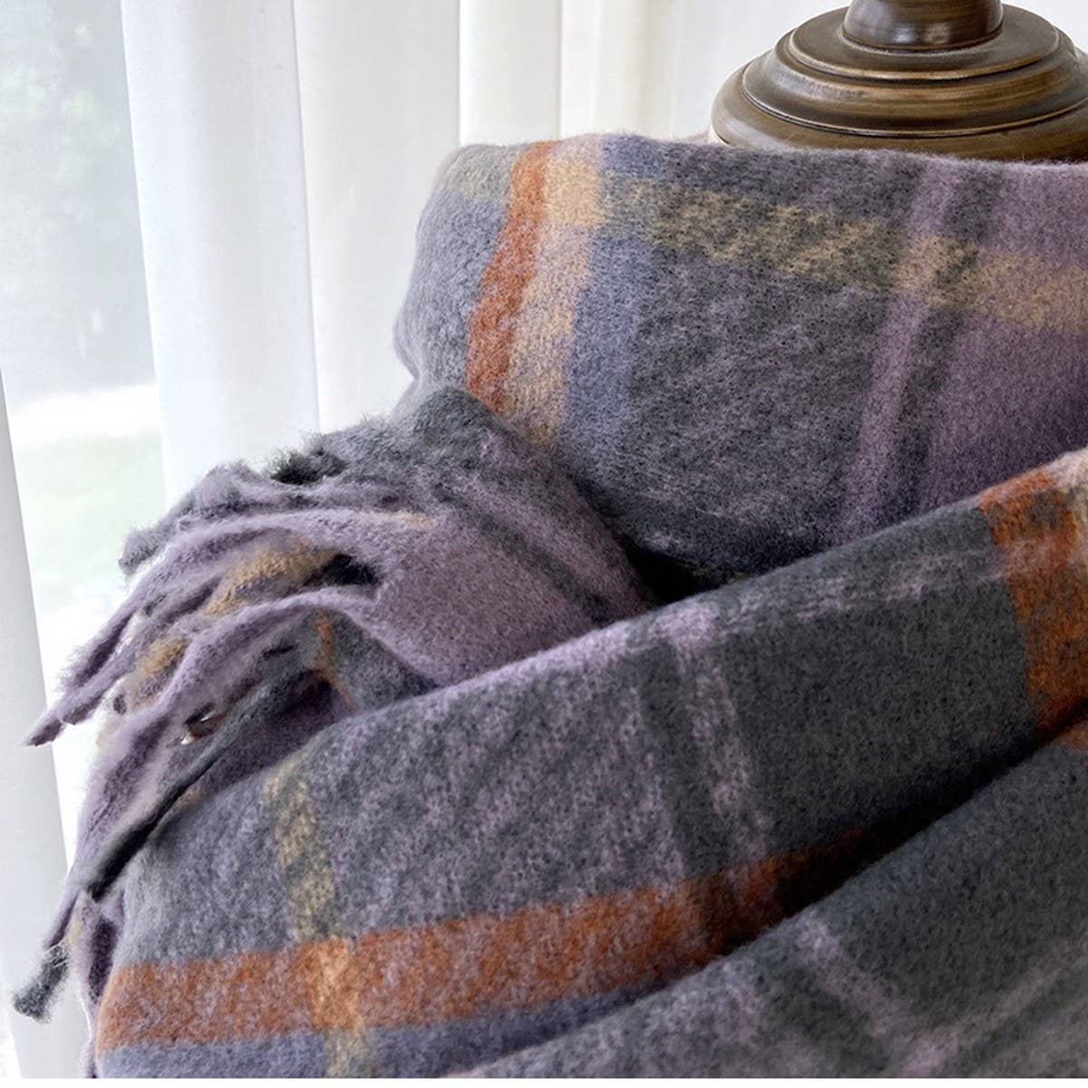 Plaid Thick Scarf ??Winter Warm Shawl with Tassels_CWASC1462