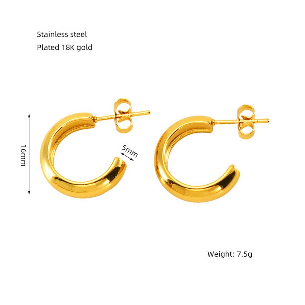CWAJE1932_C Letter Woven Star Irregular Stud Earrings Gold