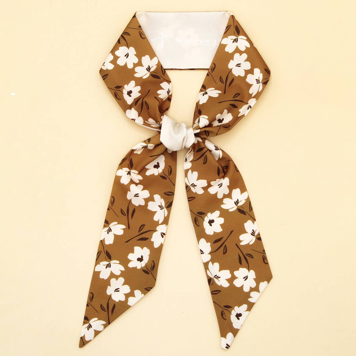 Chic Bowknot Letter Print Skinny Scarf Ribbon_CWASC0099