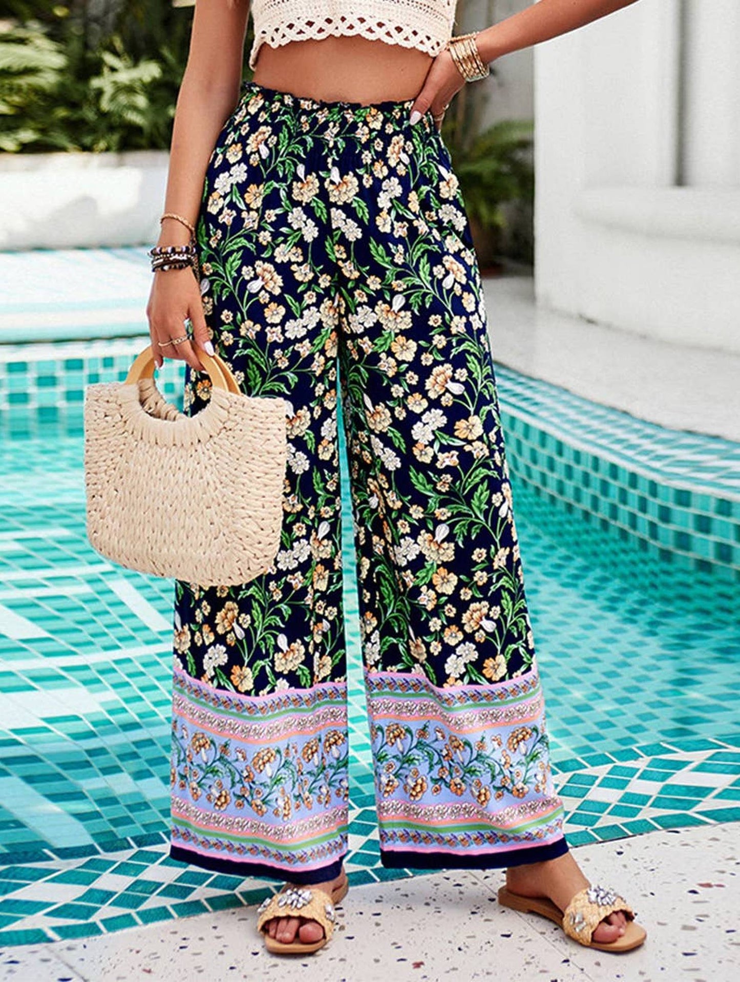 CASUAL PRINT SPANDEX WIDE-LEG PANTS_CWBLP0707