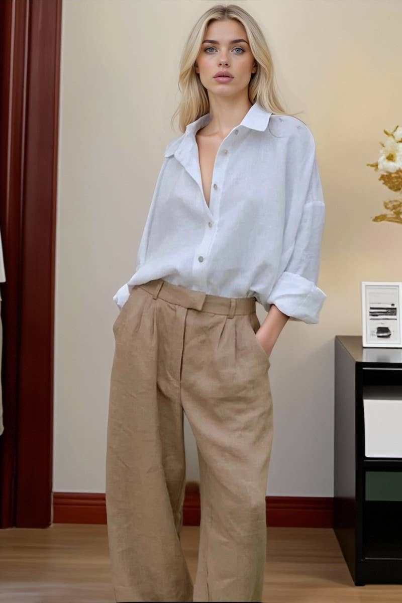 CWBLP00917_LONG-SLEEVED CASUAL LOOSE RUFFLED SHIRT