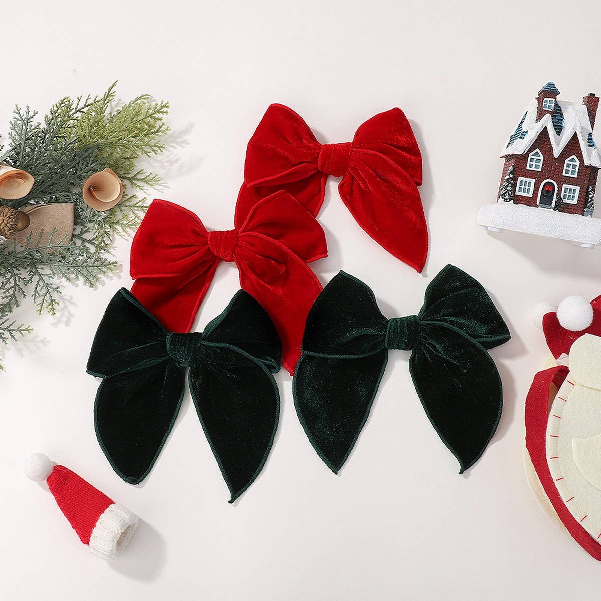 Vintage Christmas Bow Tail Hair Clip for Girls