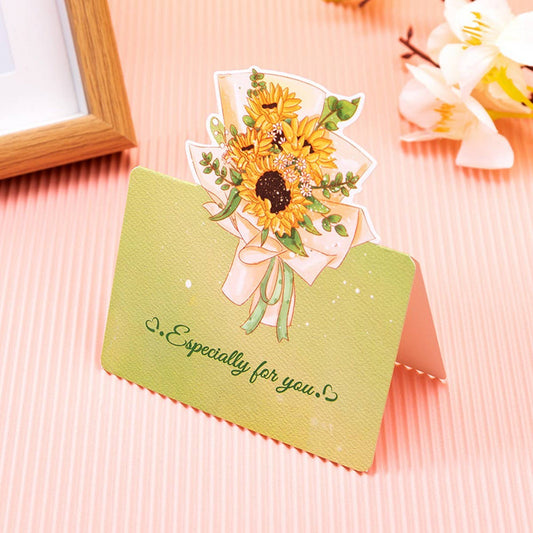 THREE-DIMENSIONAL BOUQUET FLOWER GREETING CARD