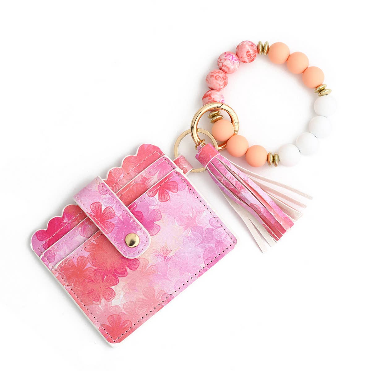 HEART PRINT BRACELET CARD HOLDER KEYCHAIN