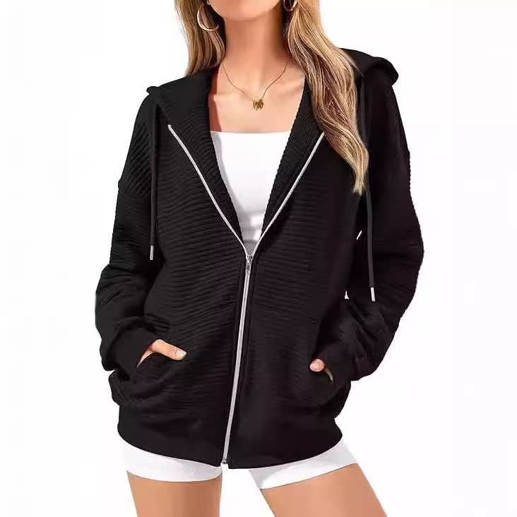 SOLID COLOR CASUAL SEASONAL ZIPPER CASUAL JACKET