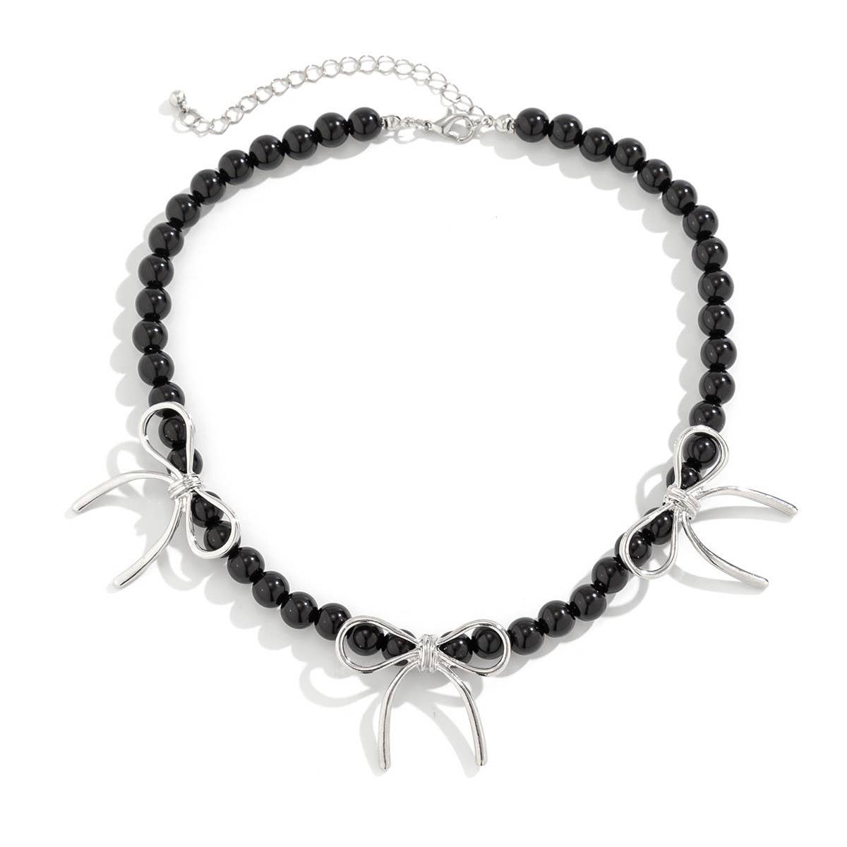 HOT SELLING BLACK BOW BEADED NECKLACE