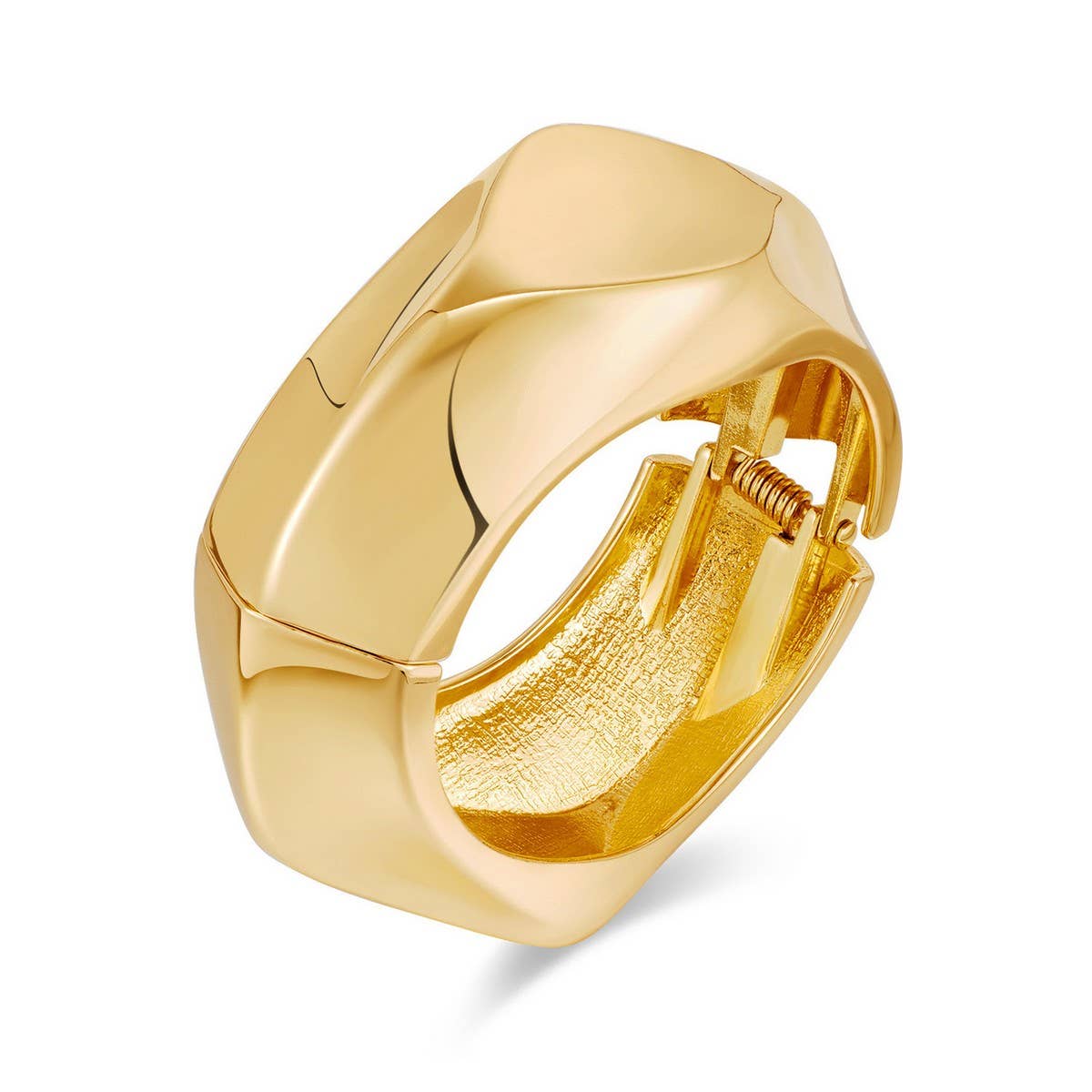 Hip-Hop Glossy Spring Cuff Bracelet for Womens