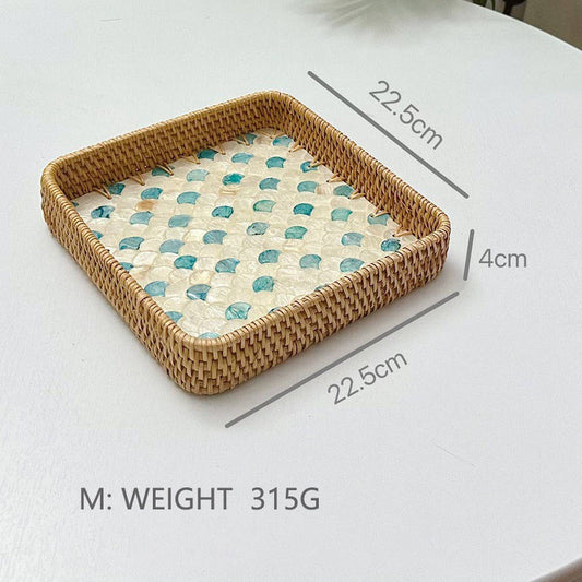 RATTAN COLORFUL SHELL CREATIVE HANDMADE FRUIT PLATE_CWMM4415