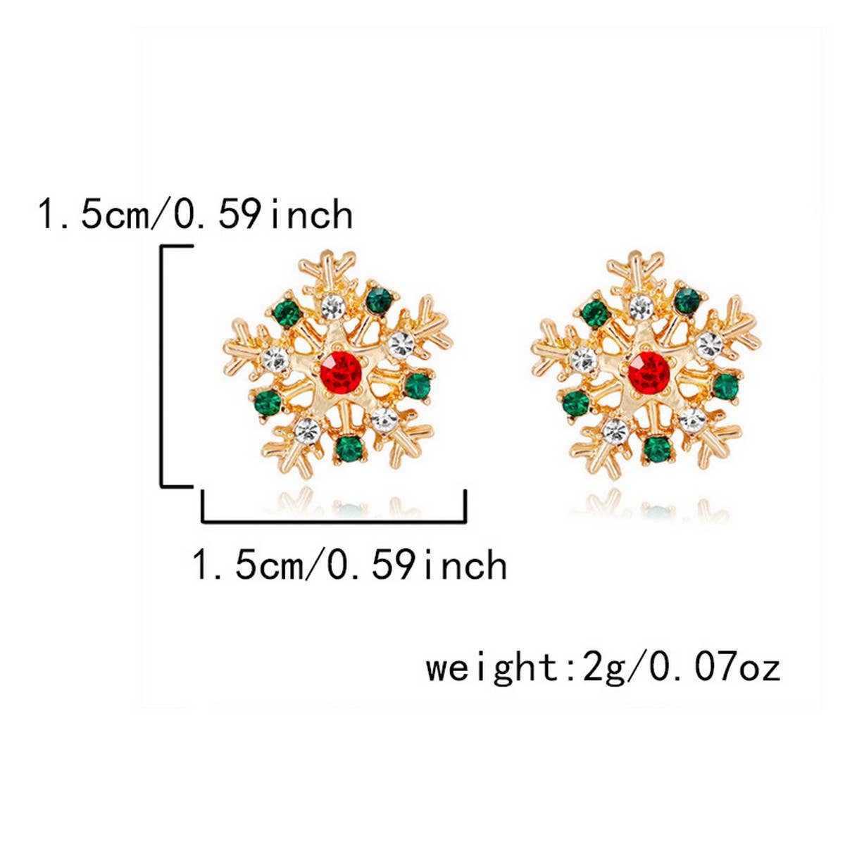 CWAJE2501_CHRISTMAS DIAMOND COLORED SNOWFLAKE EARRINGS