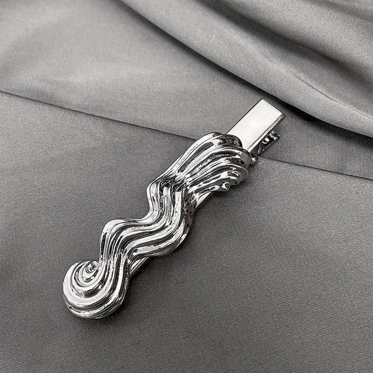 METAL ROSE HAIRPIN SIDE BANGS DUCKBILL CLIP