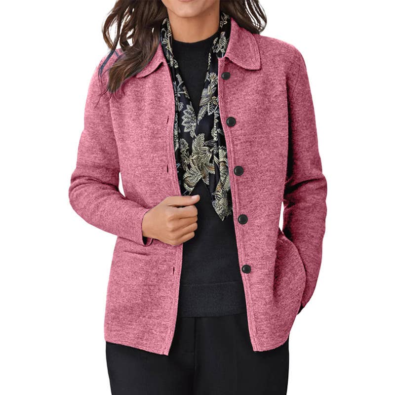 SOLID COLOR STYLISH LAPEL BUTTON COAT