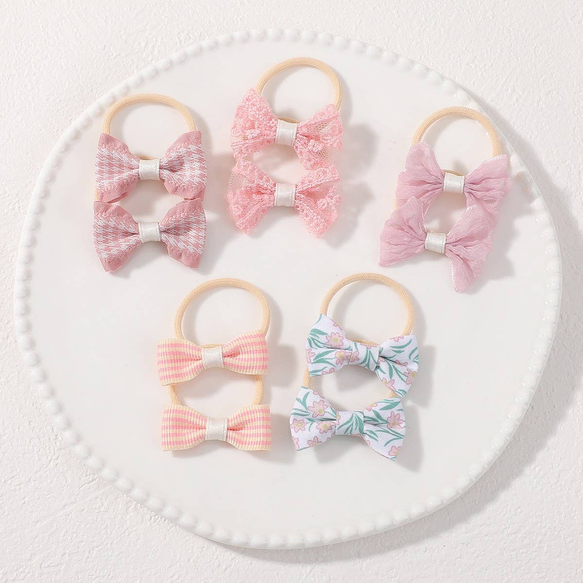 Double Bow Hair Clips Set with Pearls for Girls
