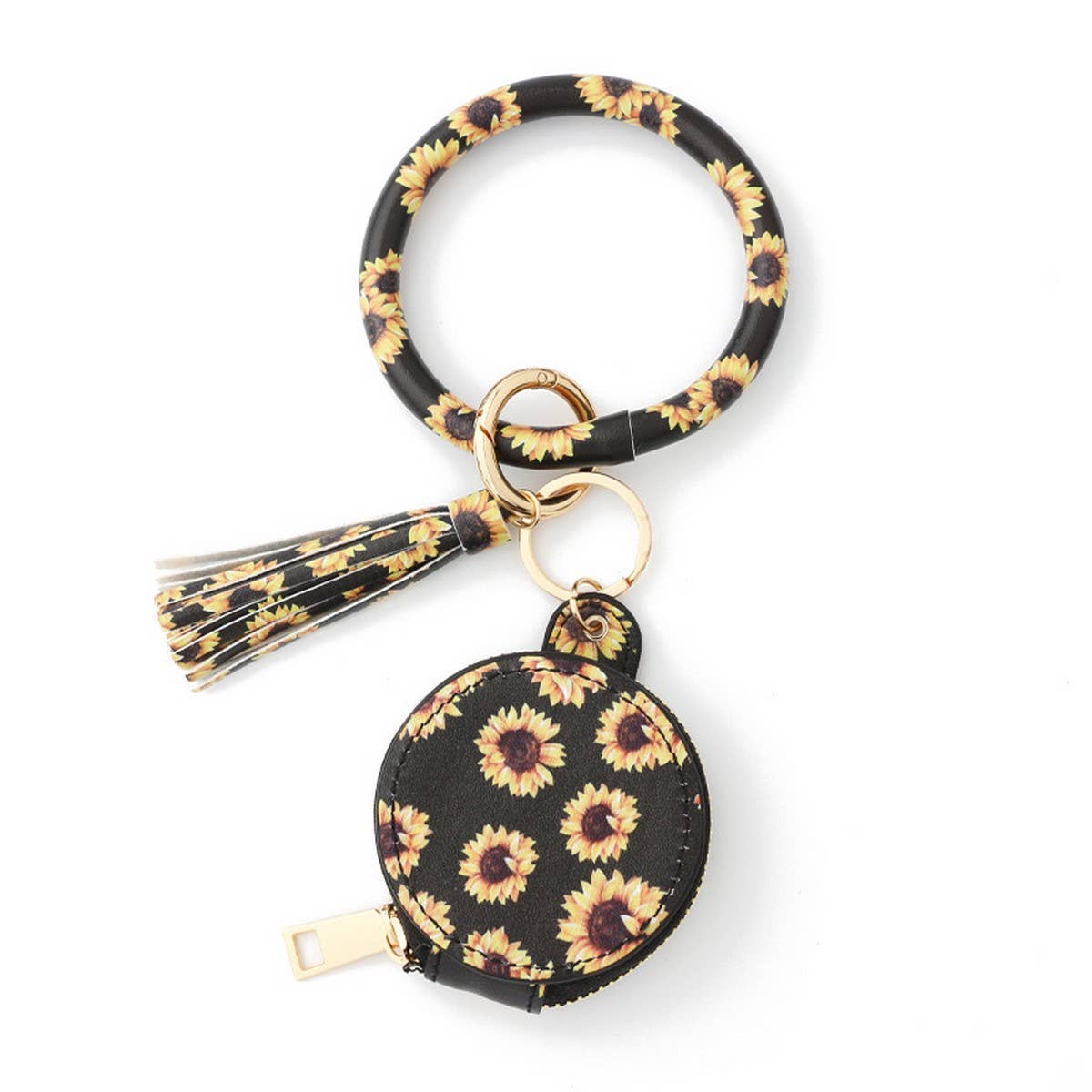 PU Leather Round Wristlet with Mirror & Pouch_CWMM7021