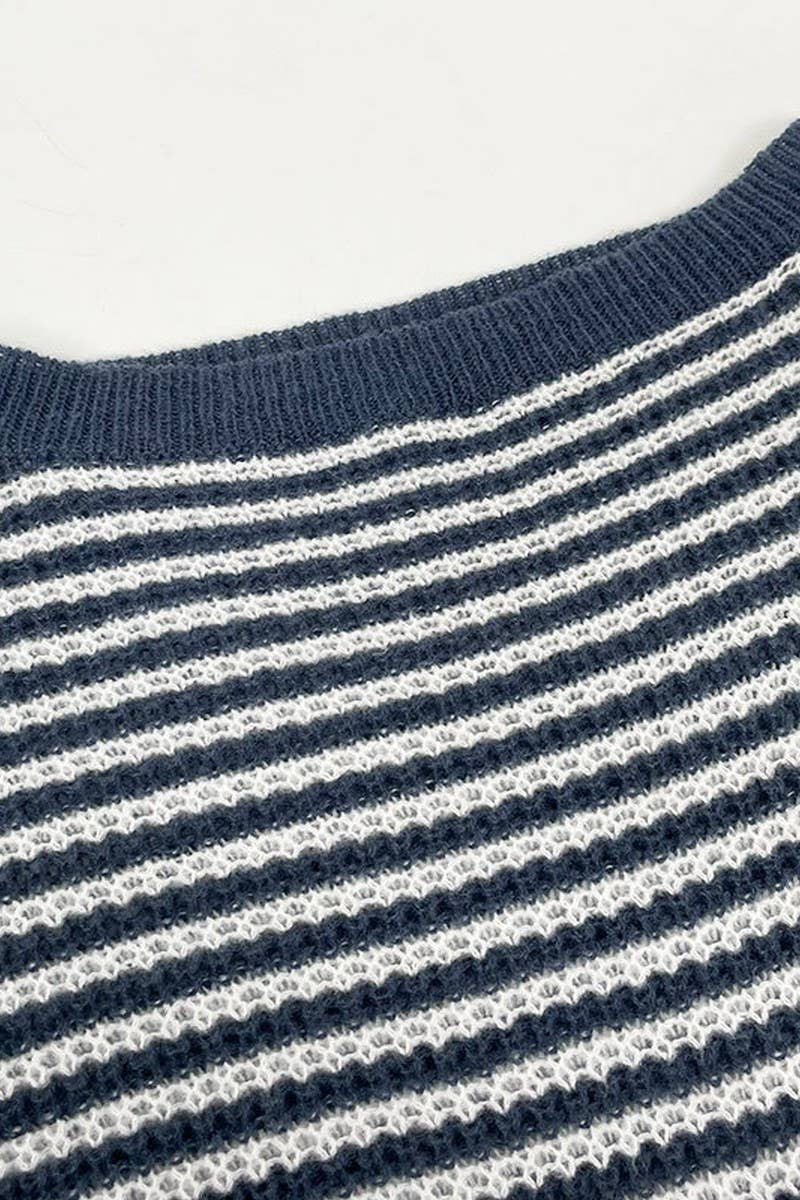 CWOSWL07623_OFF SHOULDER STRIPED KNIT PULLOVER SWEATER