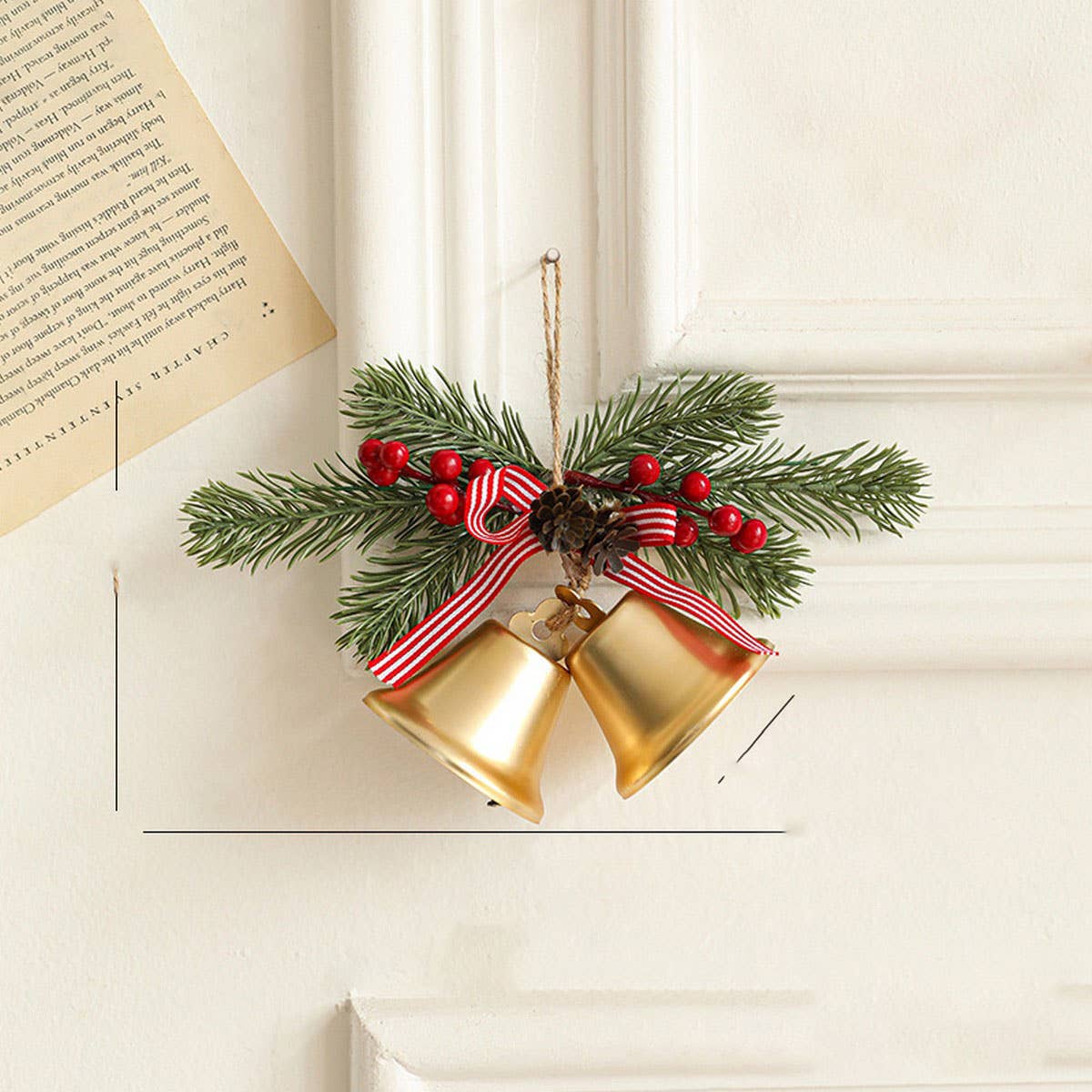 CWMM10367_CHRISTMAS BELL BOW ORNAMENTS TREE DOOR DECORATIONS