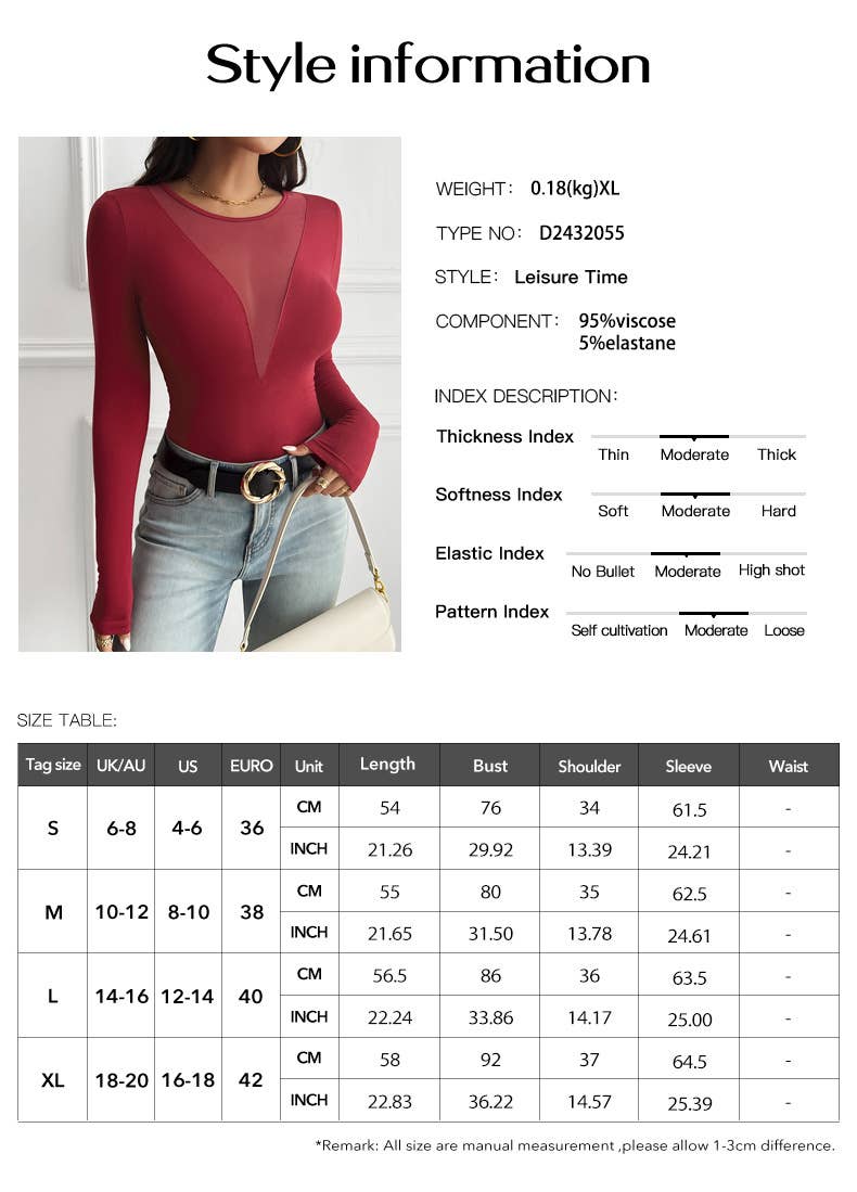 Y2K SEXY DEEP V PATCHWORK LONG SLEEVE T-SHIRT_CWTSTL2013