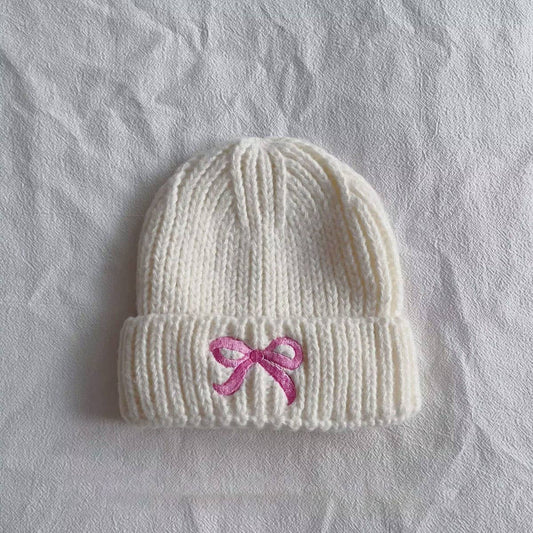 PERSONALIZED BOW CHILDREN'S WARM KNITTED HAT_CWAH2927