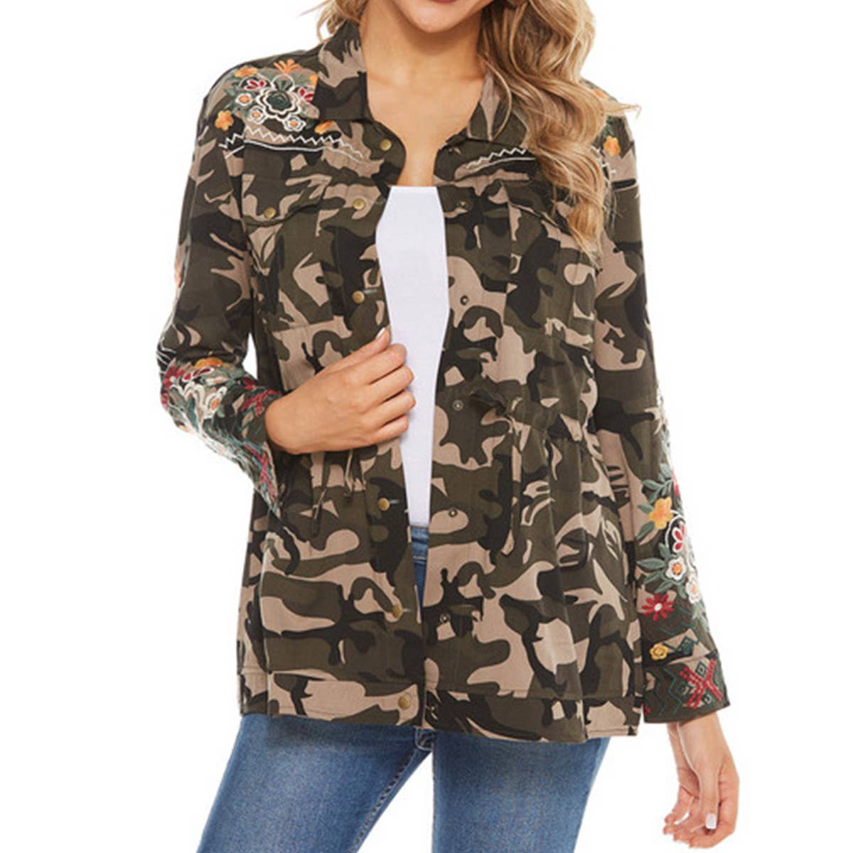 Camo Embroidery Ethnic Style Embroidered Shirt_Cwtstl2142