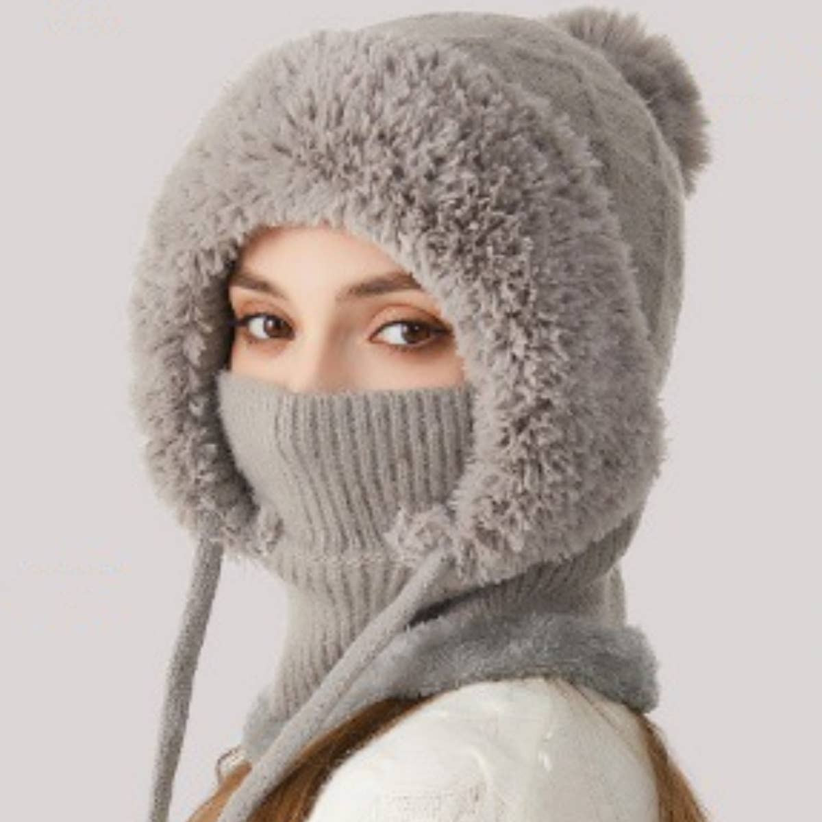 CWAH2208_KNITTED WINTER FLEECE OUTDOOR HAT NECK SET