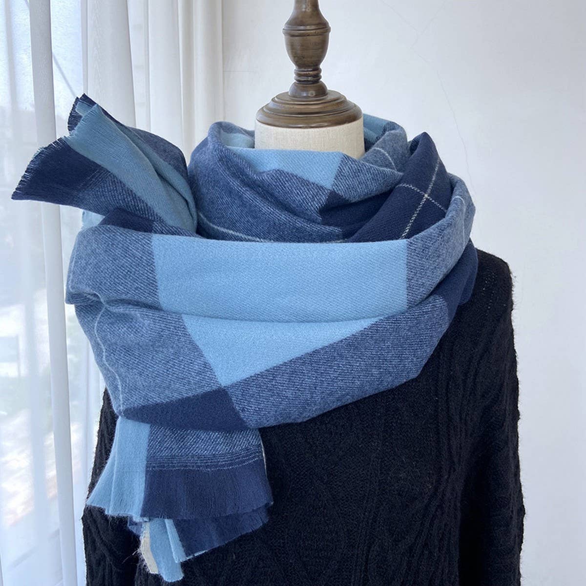 Vintage Plaid Scarf ? Long Faux Cashmere Wrap