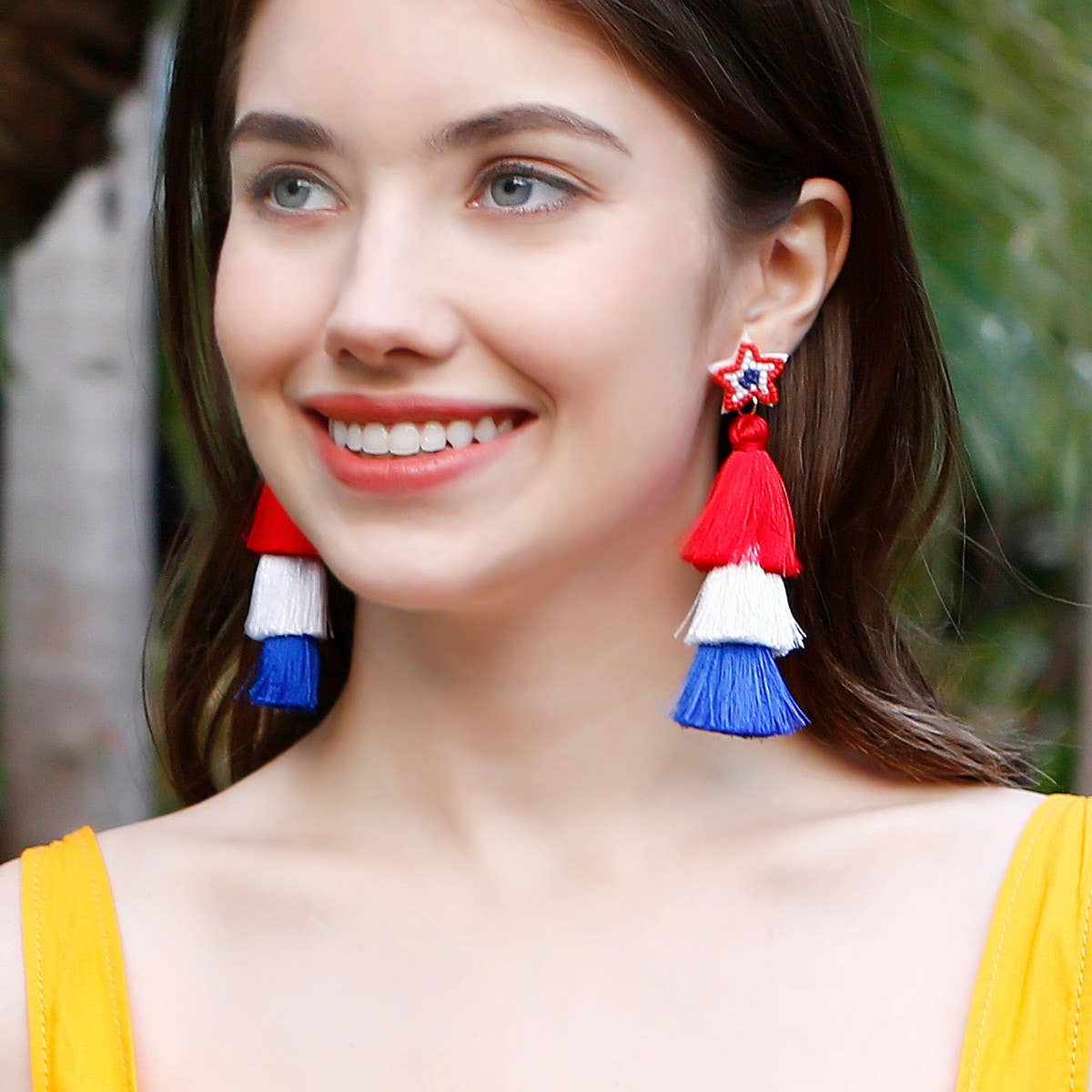 VINTAGE AMERICAN FLAG HANDWOVEN EARRINGS
