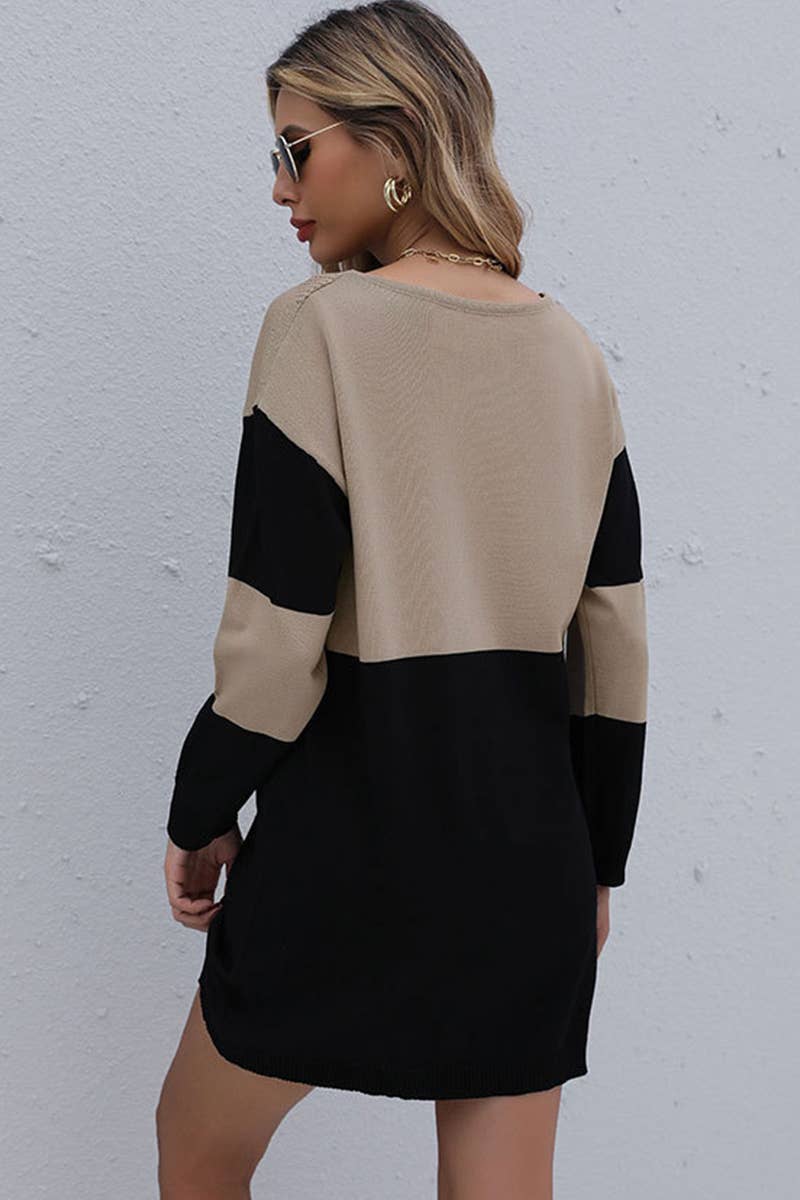 PULLOVER ROUND NECK MATCHING MID-LENGTH DRESS