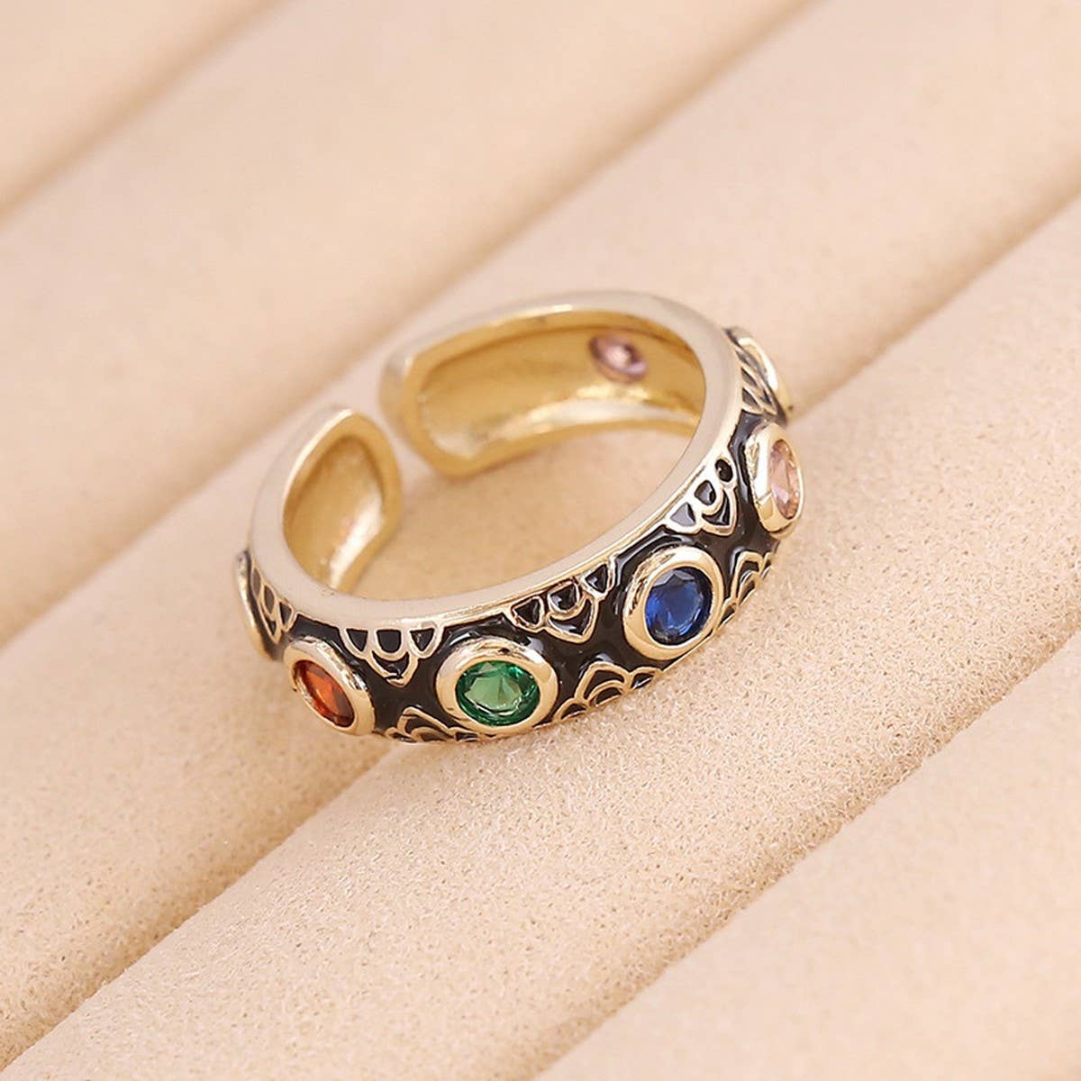 MULTICOLOR OIL DRIP OPEN PERSONALITY HIP HOP RING
