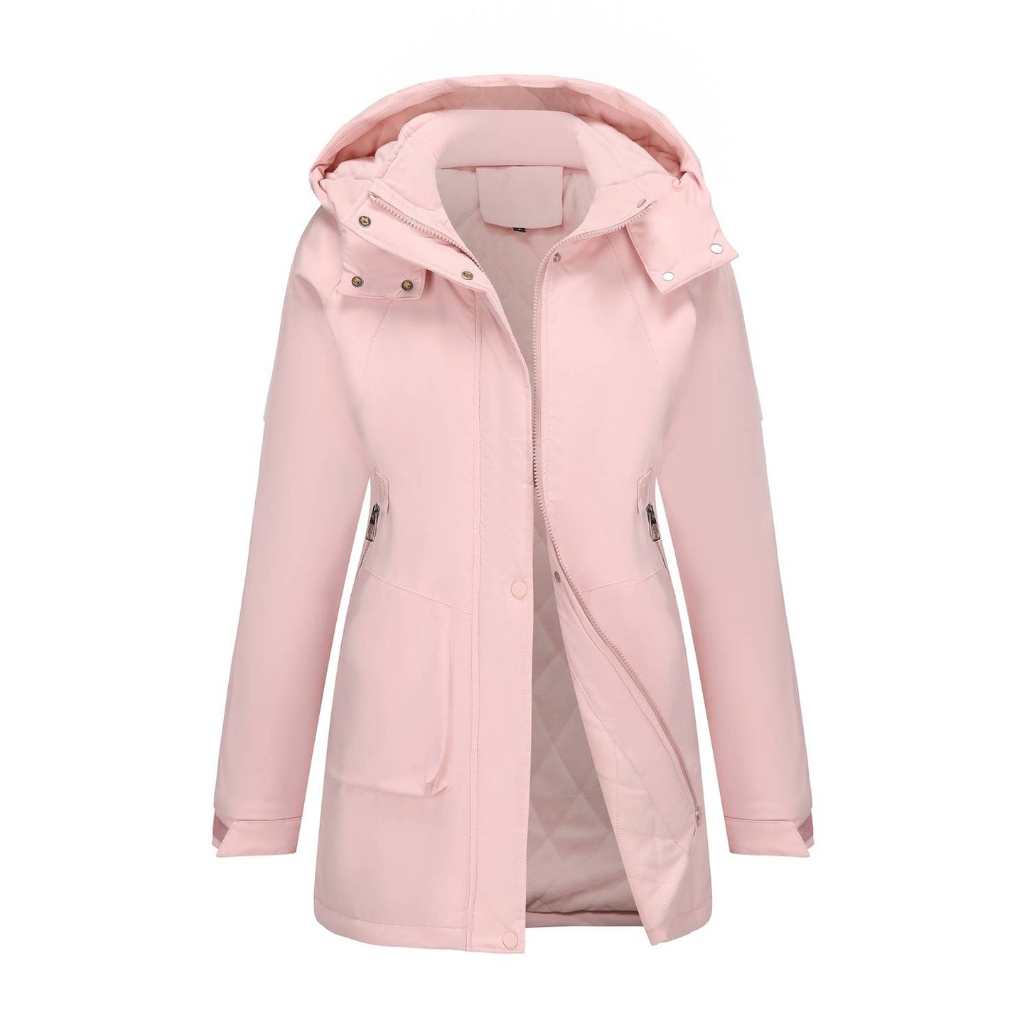 Windproof and warm long hiking jacket