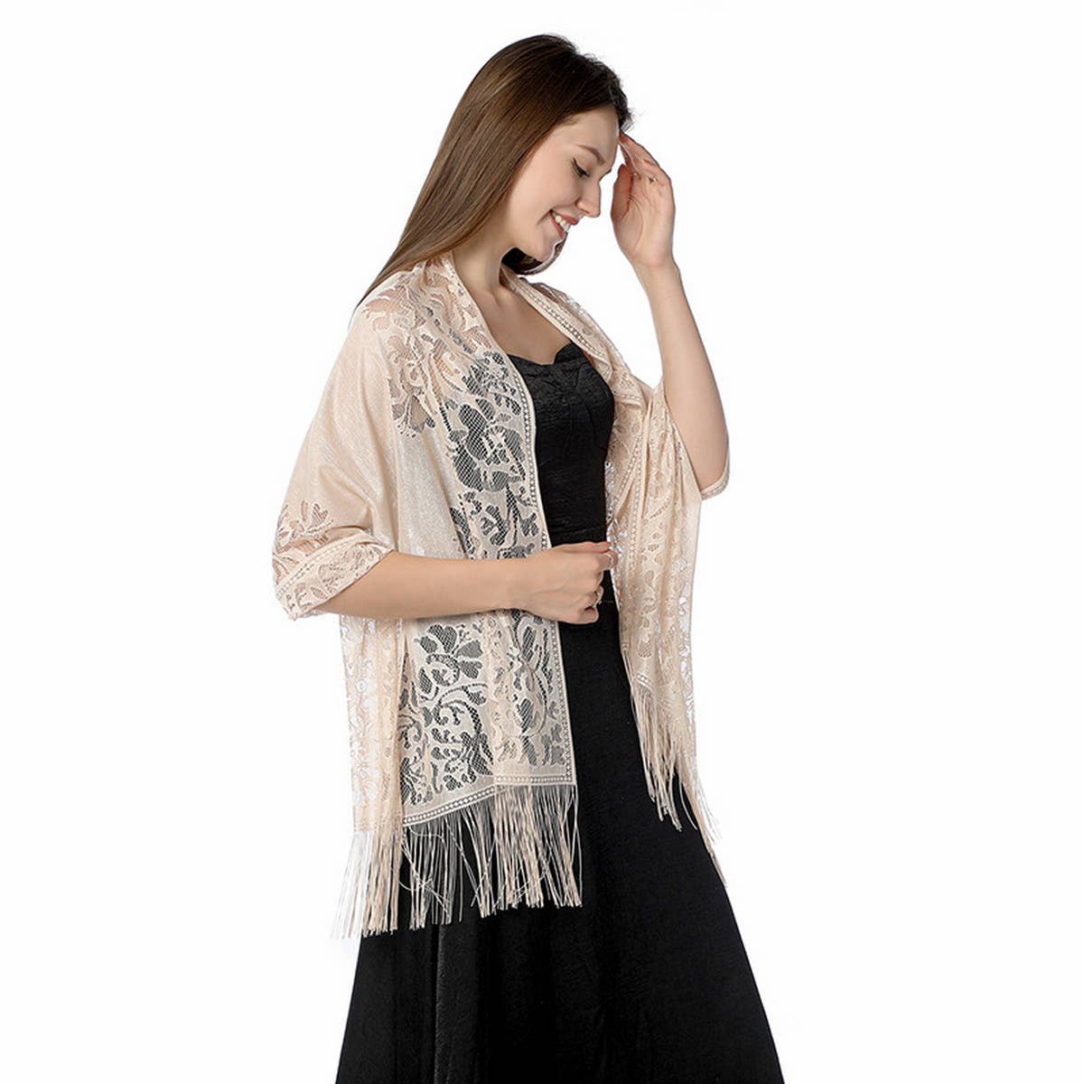 FASHIONABLE EVENING HOLLOW LACE SHAWL