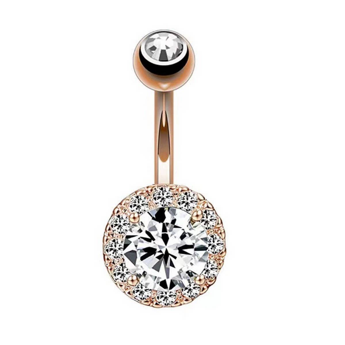 Elegant CZ Crystal Belly Ring Stainless Steel