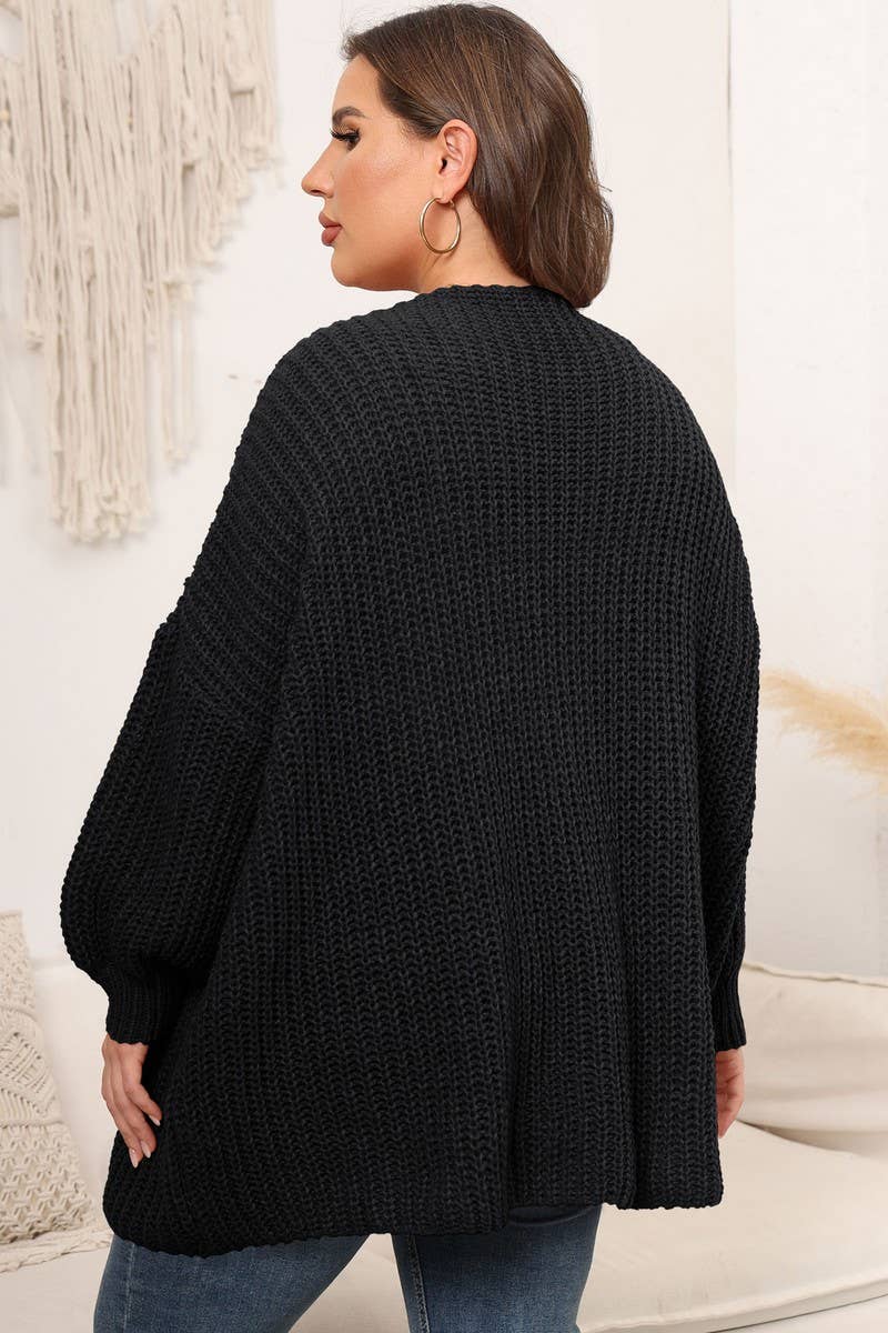 CWOSWL07412_PLUS SIZE WOMEN OVERSIZED CHUNKY KNIT CARDIGAN