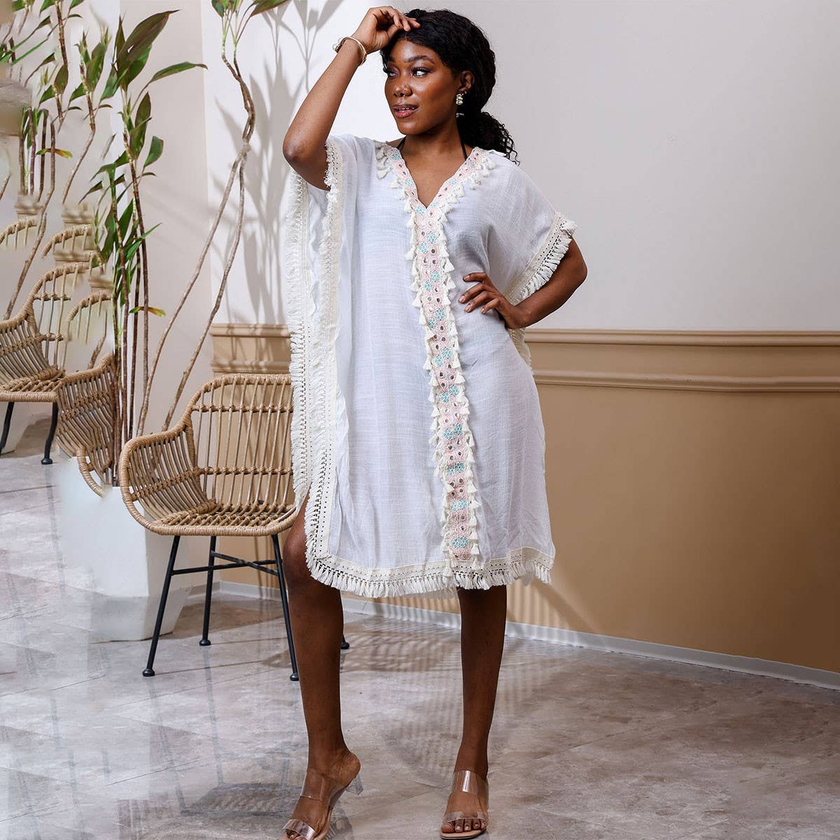 Women??¢s Tassel Beach Cover-Up Dress for Bikini_CWMM6195