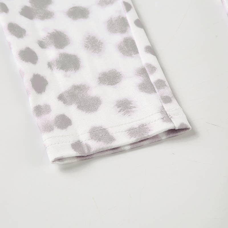 Leopard print lace fake two square collar top