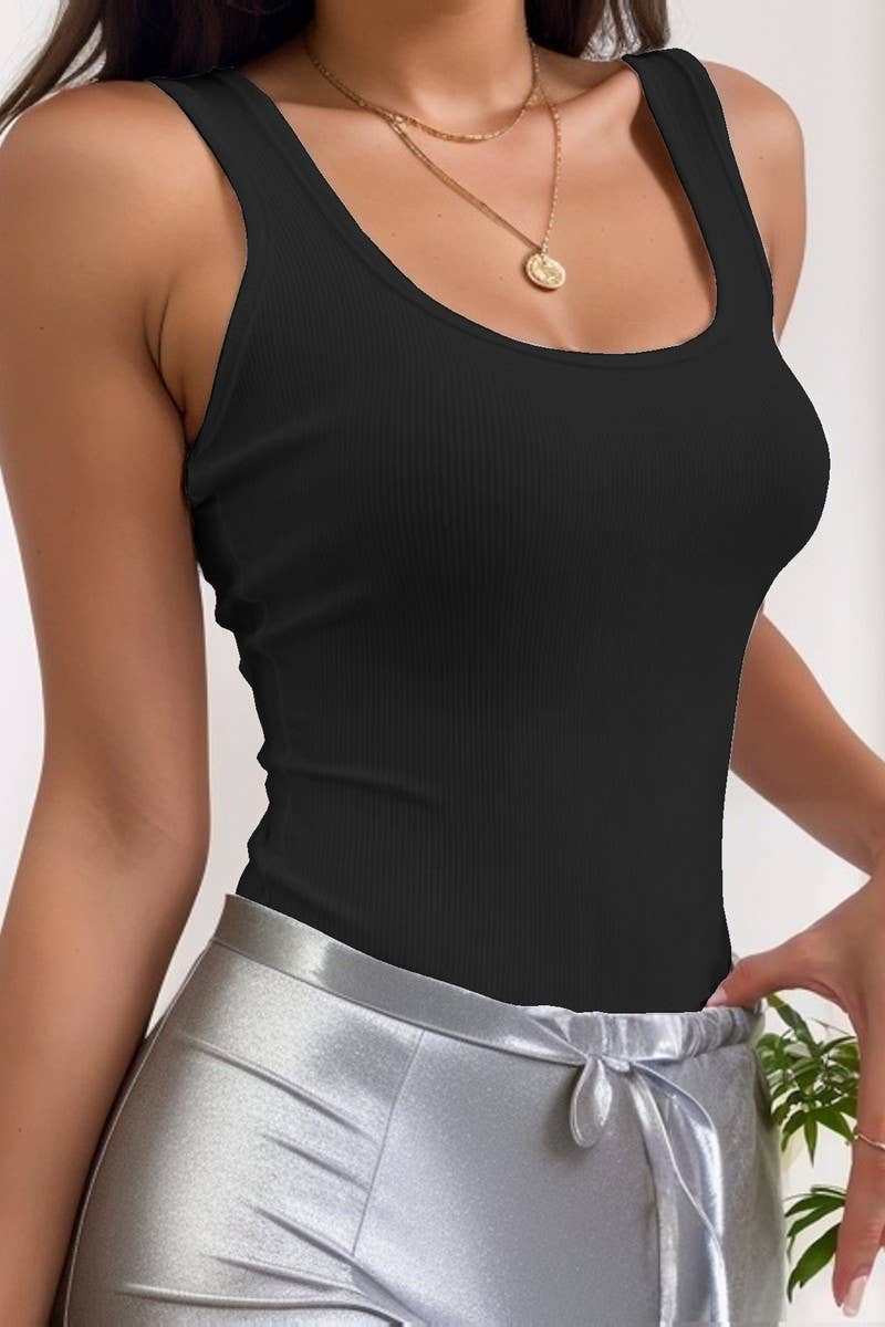 SEXY RIBBING SCOOP NECK SLEEVELESS TIGHT JUMPSUIT_CWSJS0473