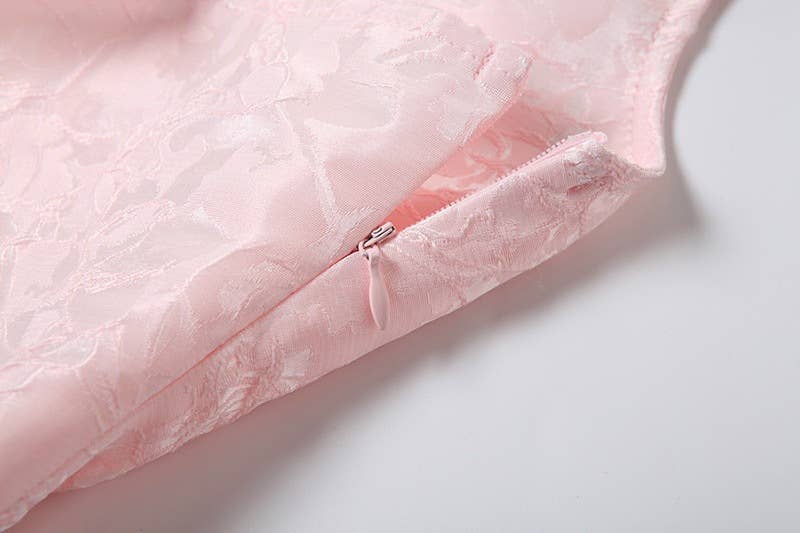 Lace-up jacquard halter top A-tie dress